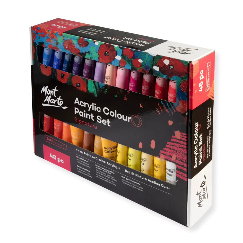 Set Pintura Acrílica Signature 48 piezas x 36 ml (1,2 onzas líquidas estadounidenses) Mont Marte MSCH4836