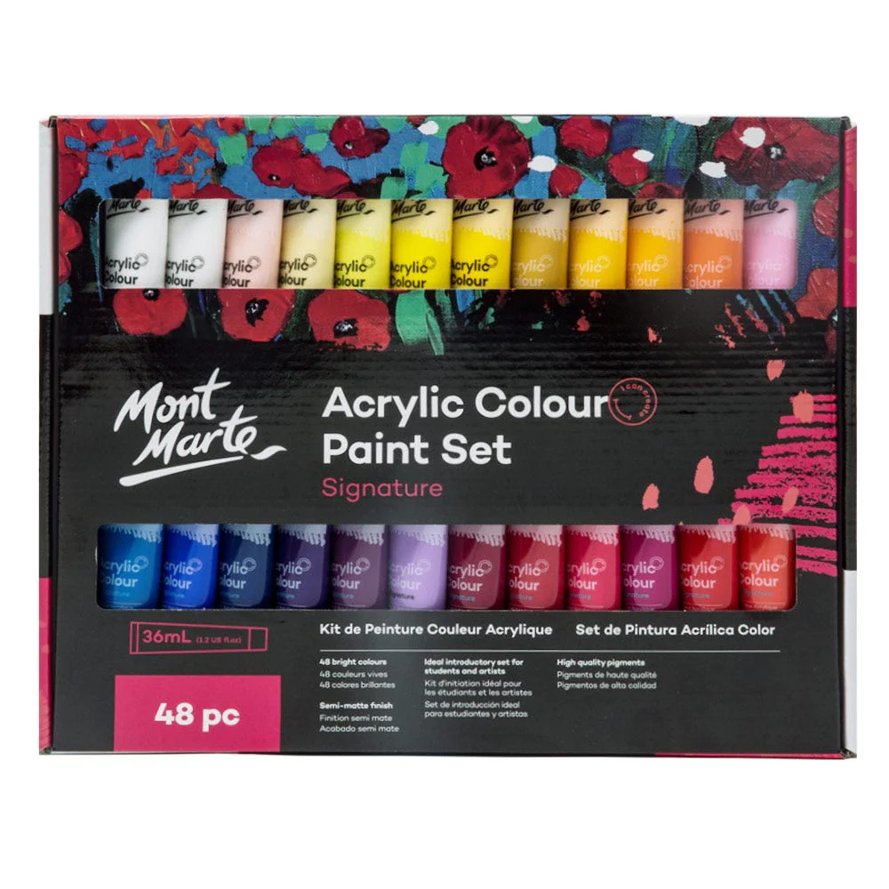 Set Pintura Acrílica Signature 48 piezas x 36 ml (1,2 onzas líquidas estadounidenses) Mont Marte MSCH4836