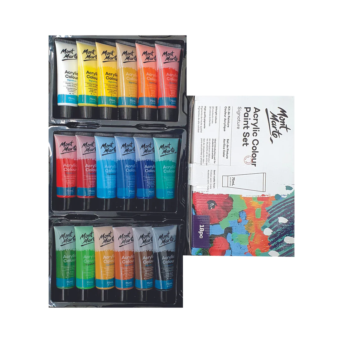 Set de Pintura Acrílica Signature 18 Piezas , 75 ml. - Mont Marte - MSCH1875