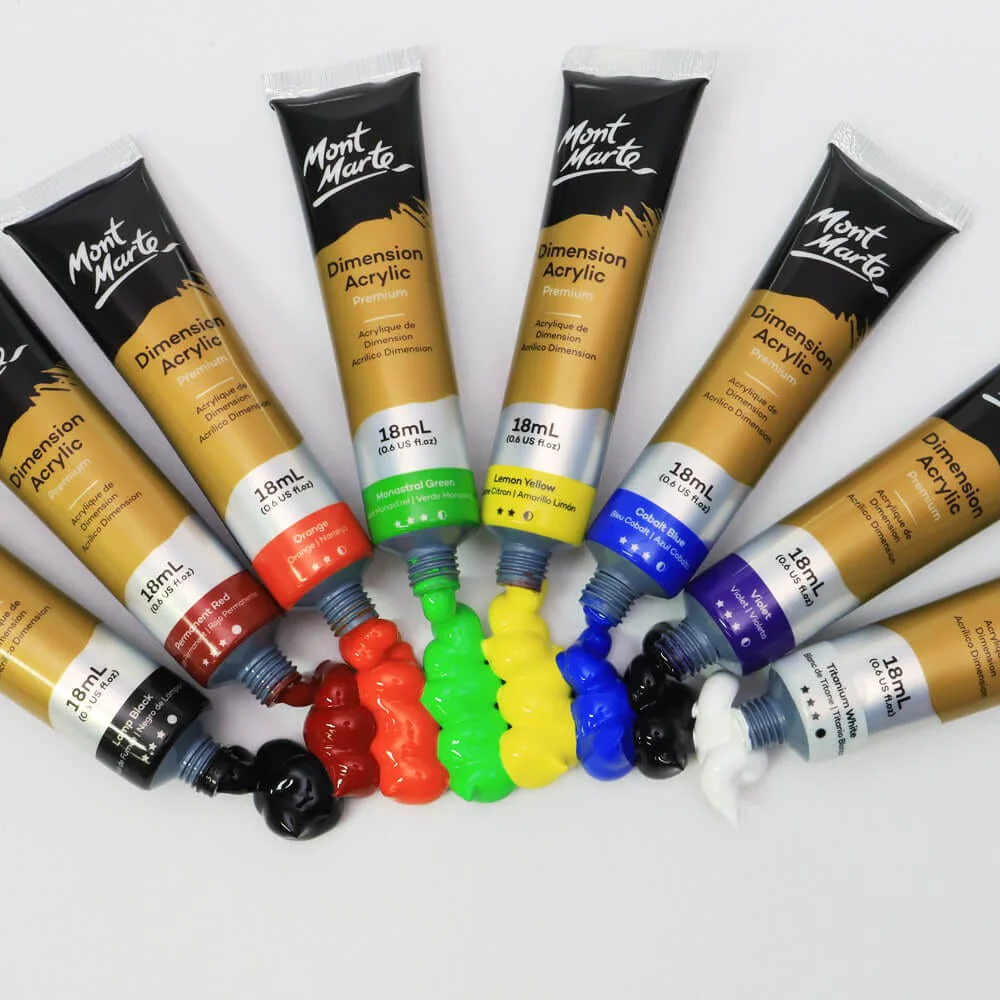 Set de Introducción de Pintura Acrílica Dimension Premium 8 piezas x 18 ml. - Mont Marte -PMDA8181