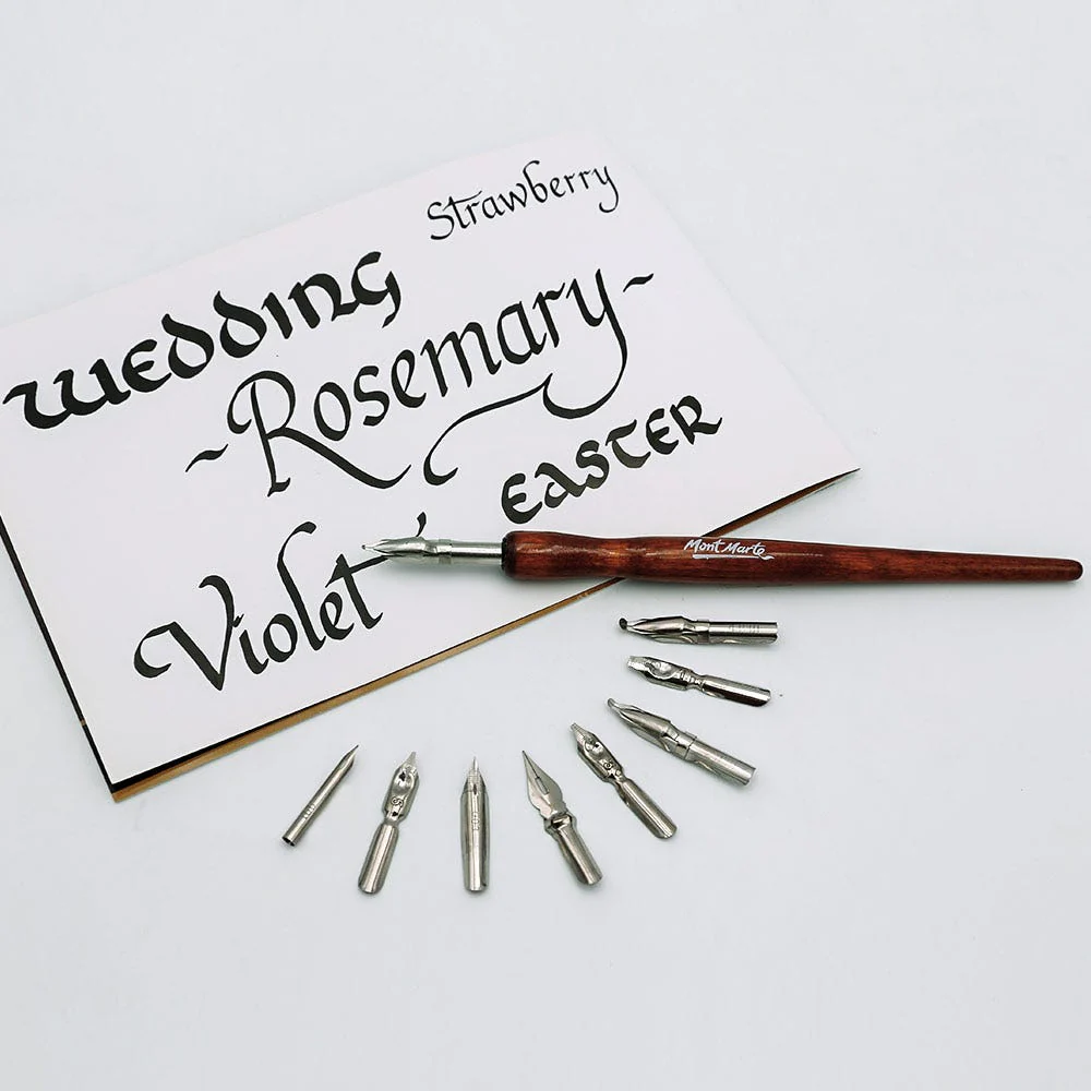 Set de 9 Plumas de Inmersión para Caligrafía Signature  10 piezas - Mont Marte - MMCA0007
