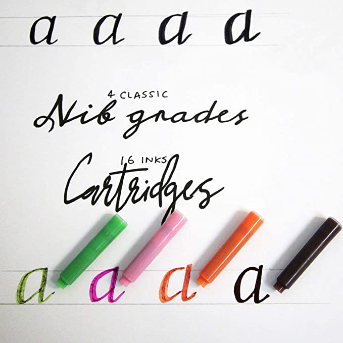 Juego de lápices de caligrafía Mont Marte con bolígrafo, cartuchos de tinta, folleto de introducción y libro de ejercicios - 26 piezas MMCA0006