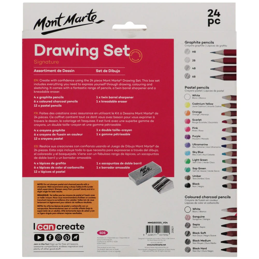 Set de Dibujo con 24 Piezas Signature - Mont Marte -MMGS0020