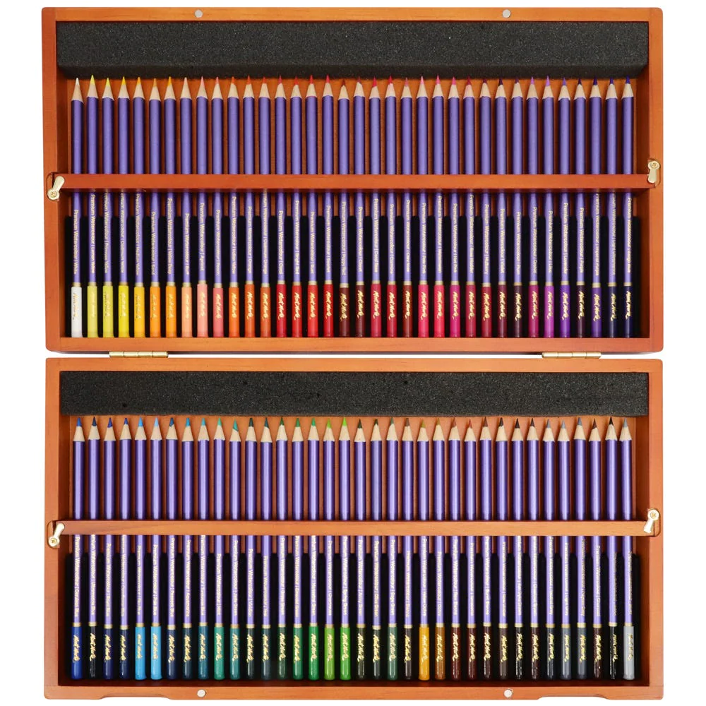 Estuche de Madera con 72 Lápices de Colores Acuarelables para Artistas Premium - Mont Marte - MPN0120