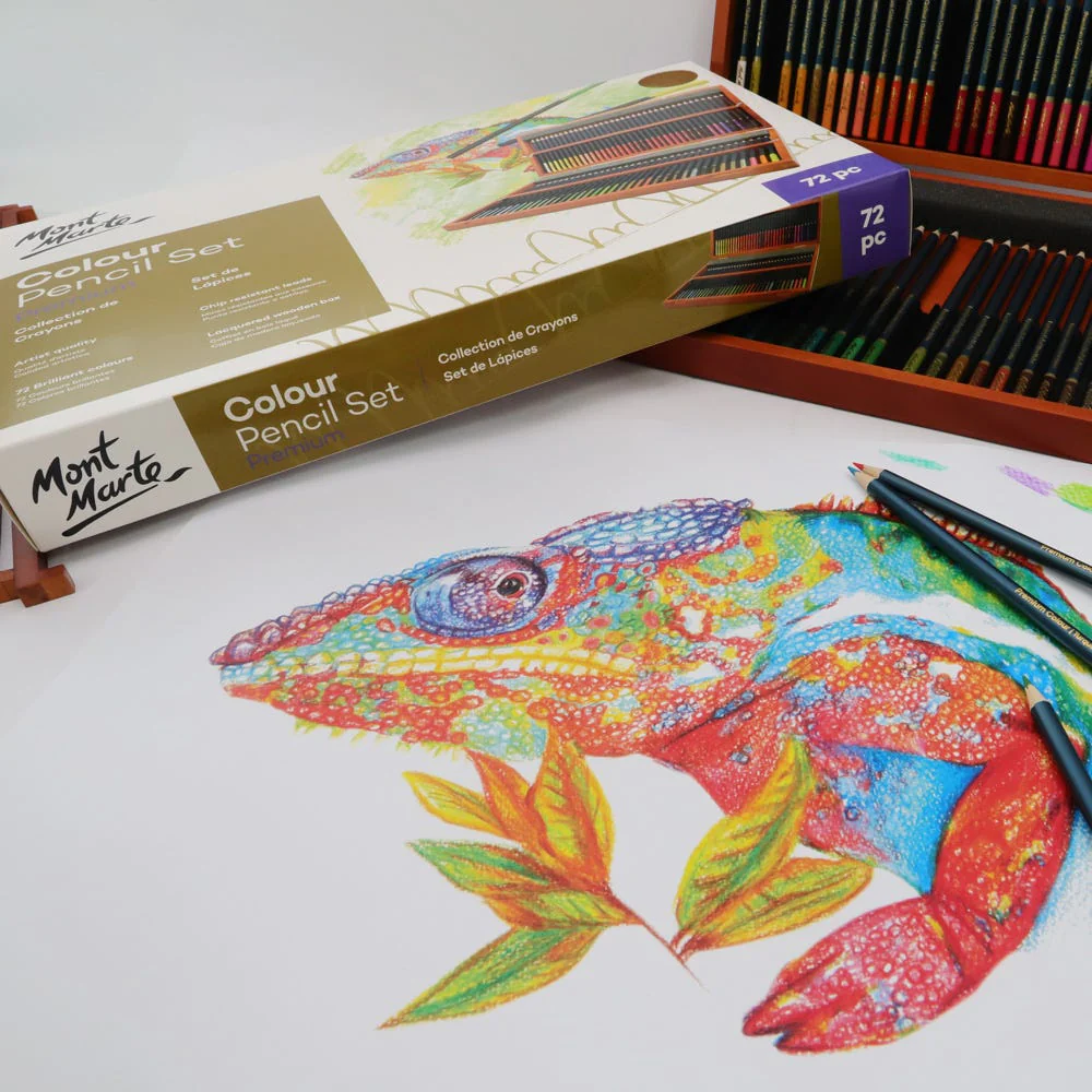 Estuche de Madera con 72 Lápices de Colores para Artistas Premium - Mont Marte - MPN0119