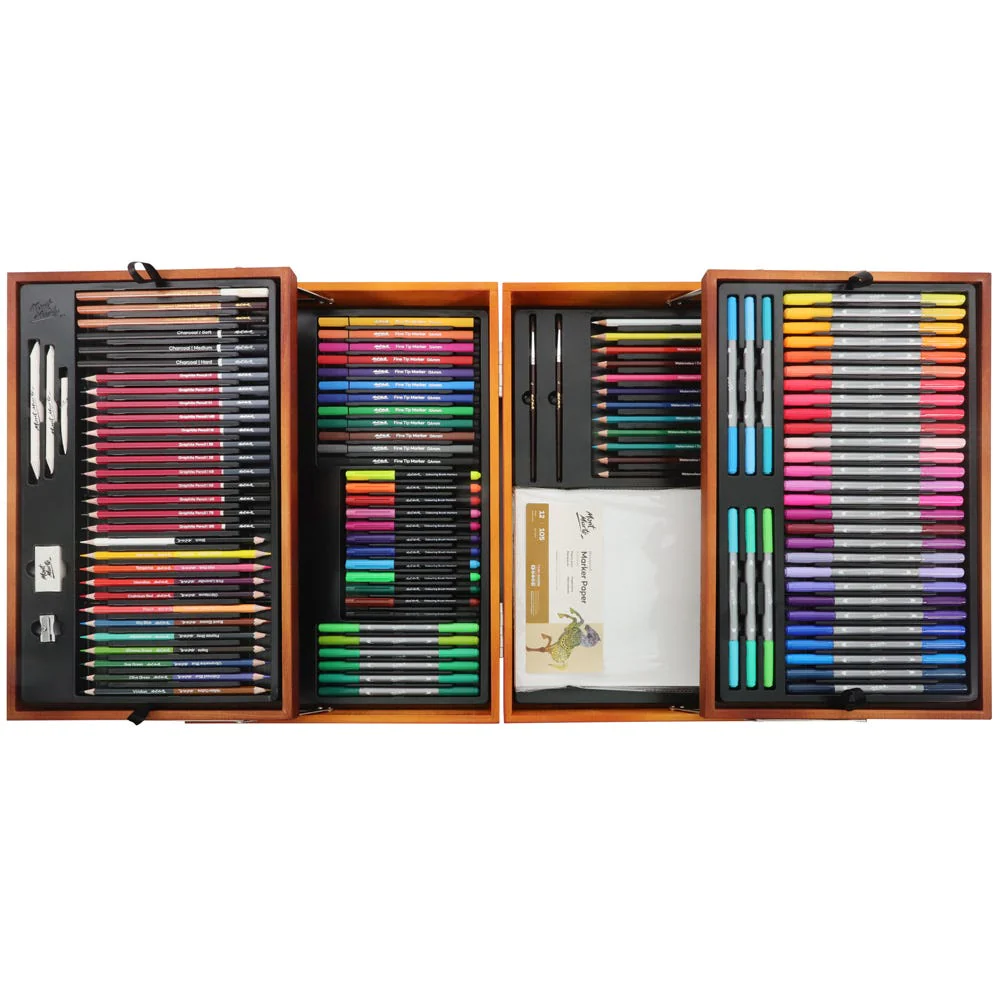 Set de Dibujo Para Técnicas Mixtas en Maletín de Madera Signature de 152 Piezas - Mont Marte - MMGS0041