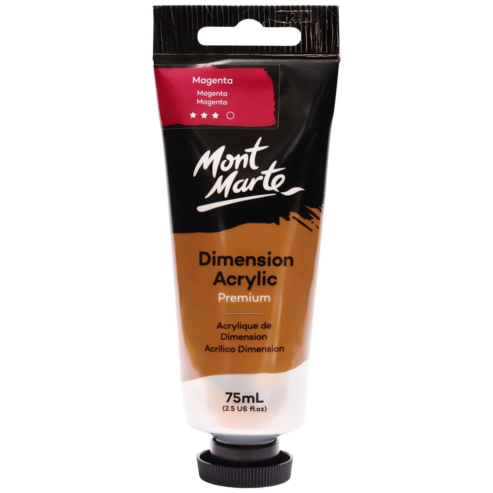 Tubo de Pintura Acrílica Dimension Premium 75ml - Color Magenta - Mont Marte - PMDA0013