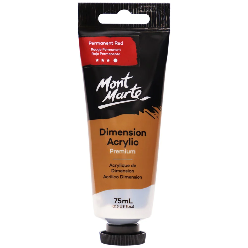 Tubo de Pintura Acrílica Dimension Premium 75ml - Color Rojo Permanente - Mont Marte - PMDA0011