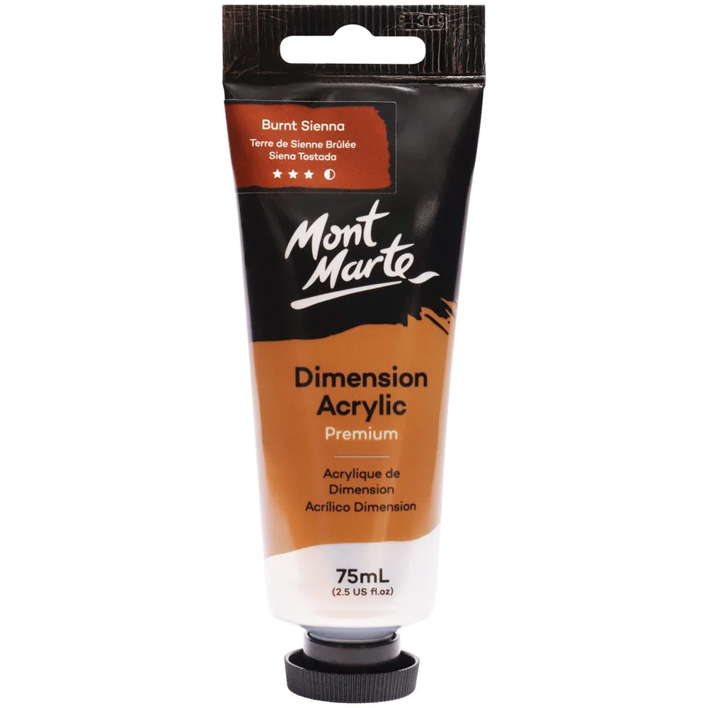Tubo de Pintura Acrílica Dimension Premium 75ml - Color Siena Tostada - Mont Marte - PMDA0034