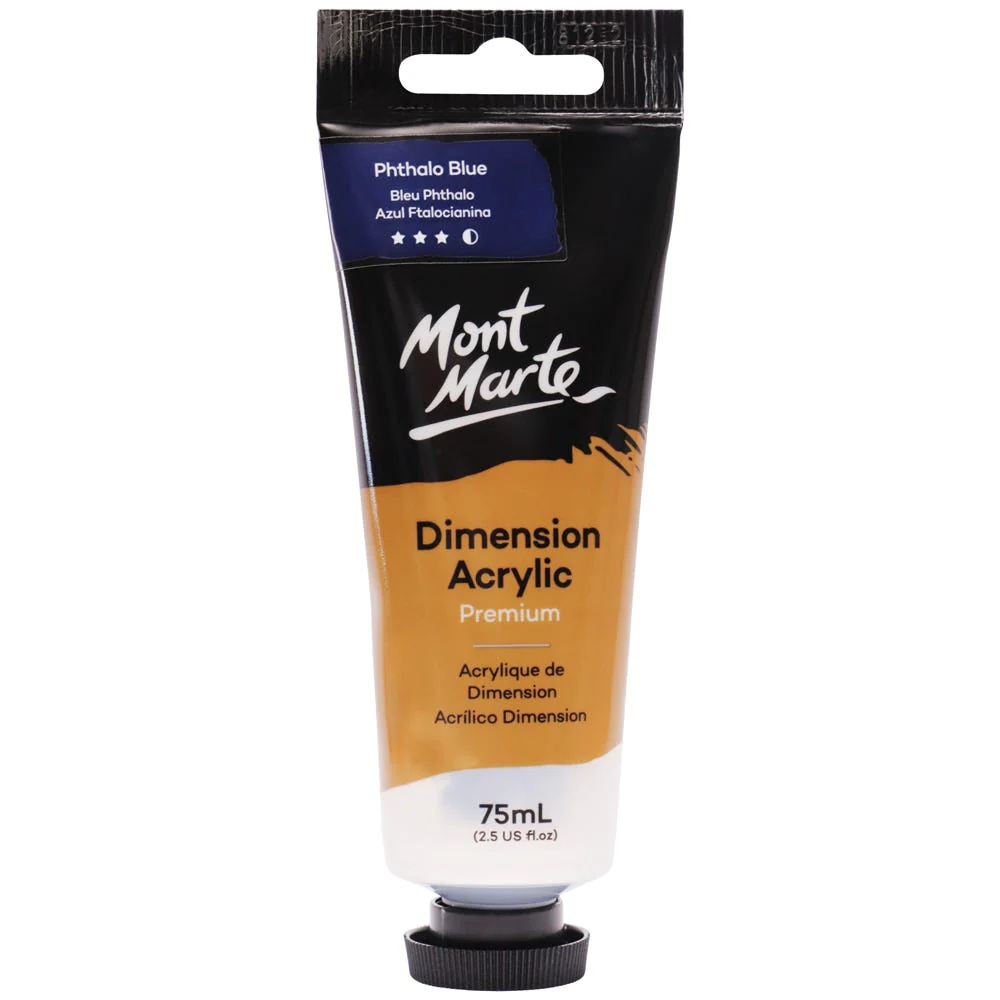 Tubo de Pintura Acrílica Dimension Premium 75ml - Color Azul Ftalocianina - Mont Marte - PMDA0020