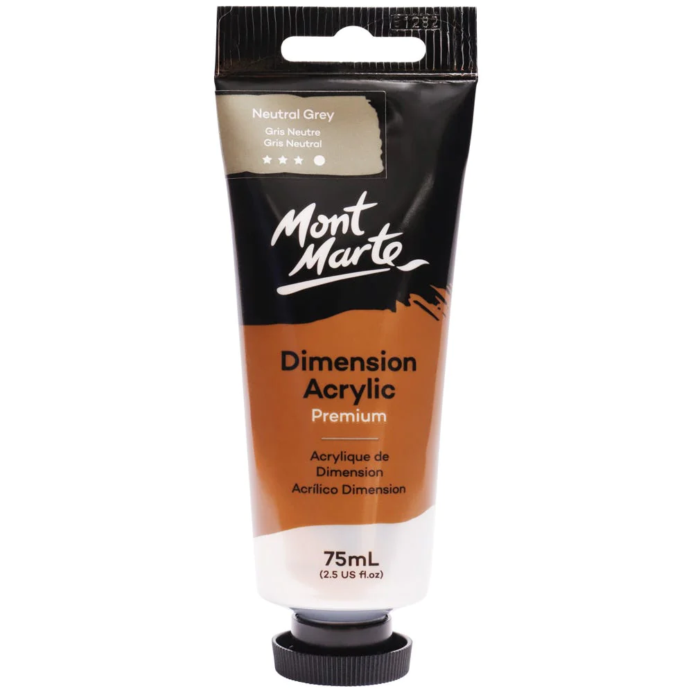 Tubo de Pintura Acrílica Dimension Premium 75ml - Color Gris Neutral - Mont Marte - PMDA0039