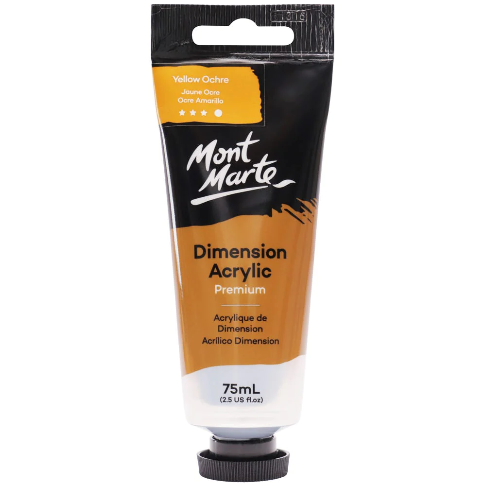 Tubo de Pintura Acrílica Dimension Premium 75ml - Color Ocre Amarillo - Mont Marte - PMDA0033