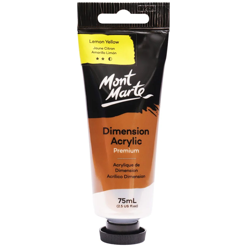 Tubo de Pintura Acrílica Dimension Premium 75ml - Color Amarillo Limón - Mont Marte - PMDA0005