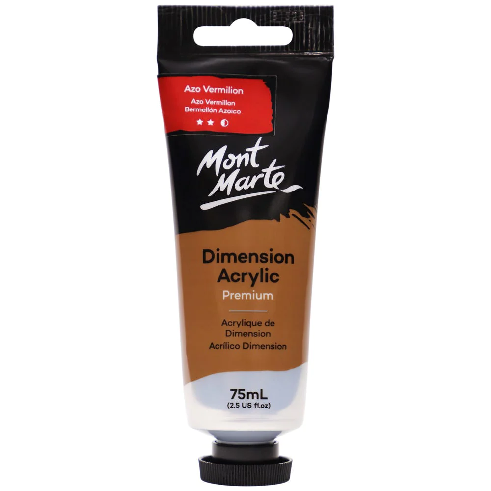 Tubo de Pintura Acrílica Dimension Premium 75ml - Color Bermellón Azoico - Mont Marte - PMDA0009