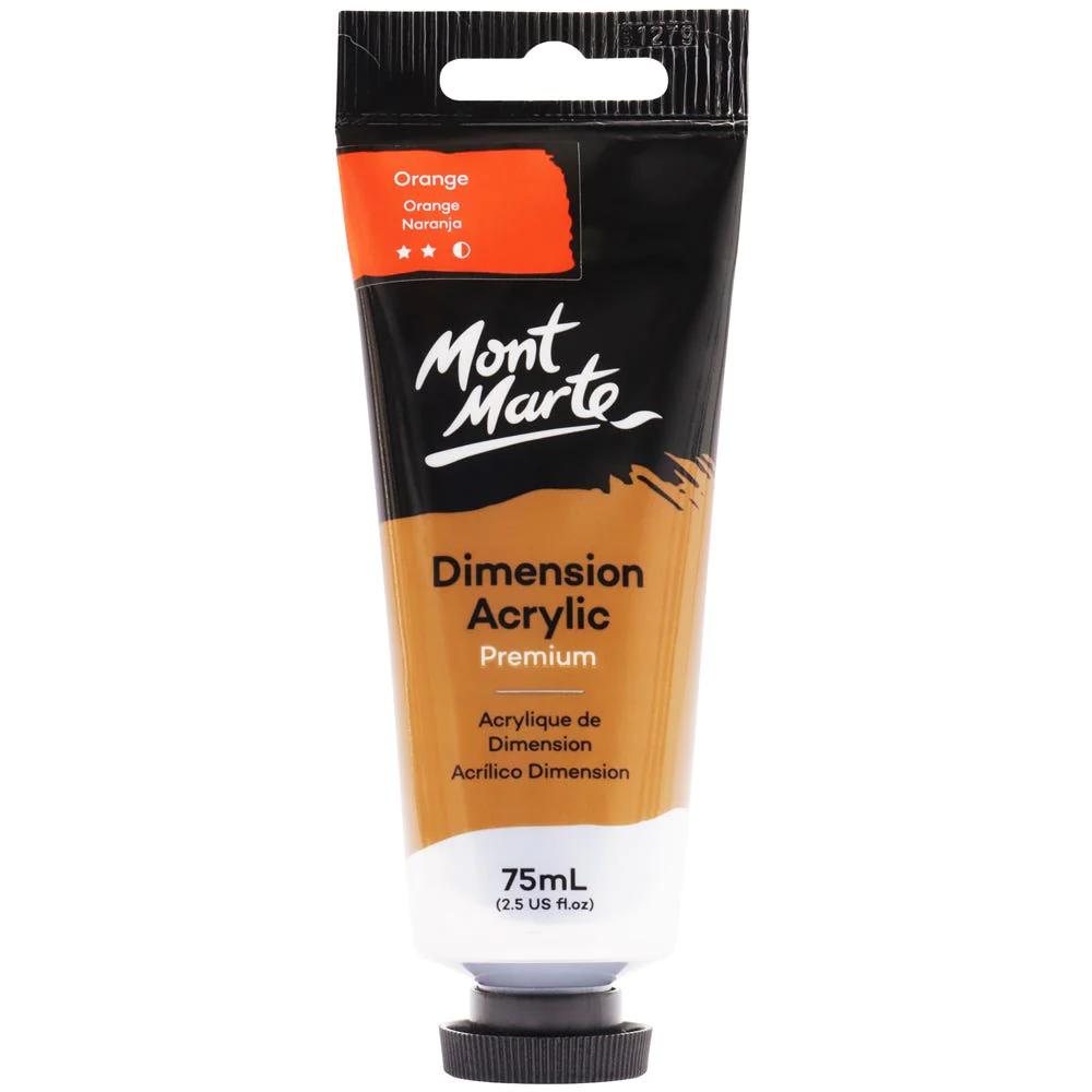 Tubo de Pintura Acrílica Dimension Premium 75ml - Color Naranja - Mont Marte - PMDA0008