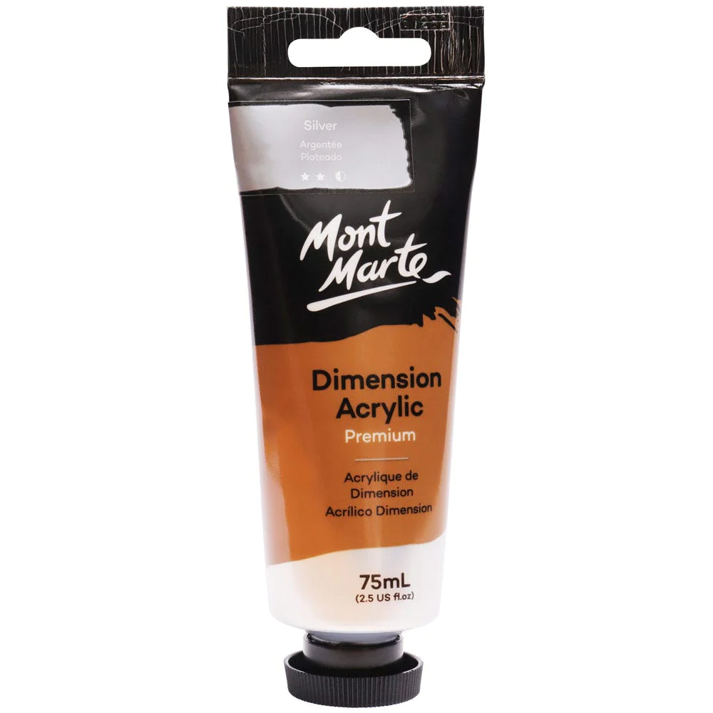 Tubo de Pintura Acrílica Dimension Premium 75ml - Color Plateado - Mont Marte - PMDA0043