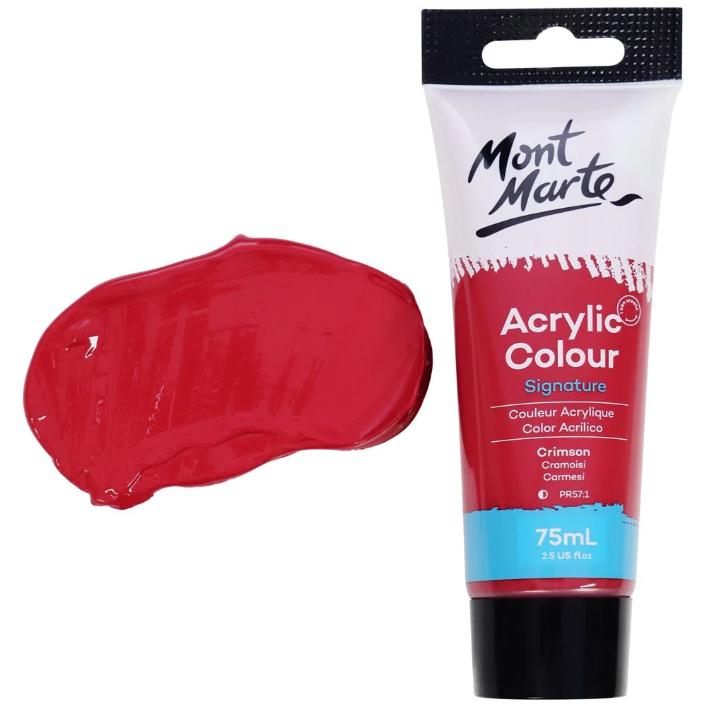 Tubo de Pintura Acrílica Signature 75ml - Color Carmesí - Mont Marte - MSCH7511