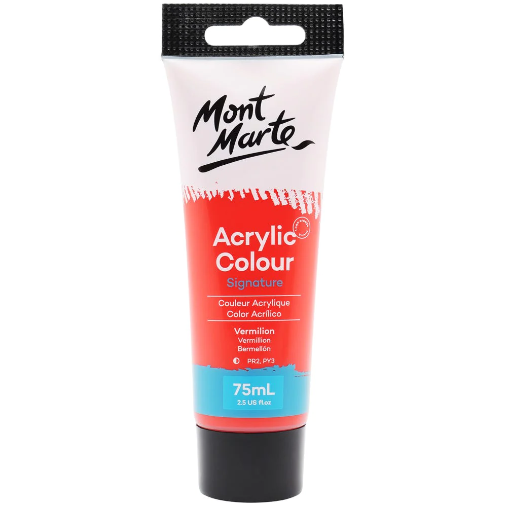 Tubo de Pintura Acrílica Signature 75ml - Color Bermellón - Mont Marte - MSCH7509