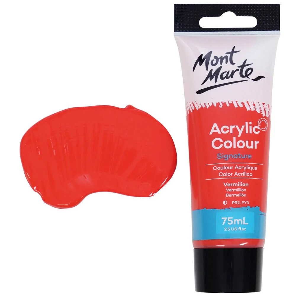 Tubo de Pintura Acrílica Signature 75ml - Color Bermellón - Mont Marte - MSCH7509