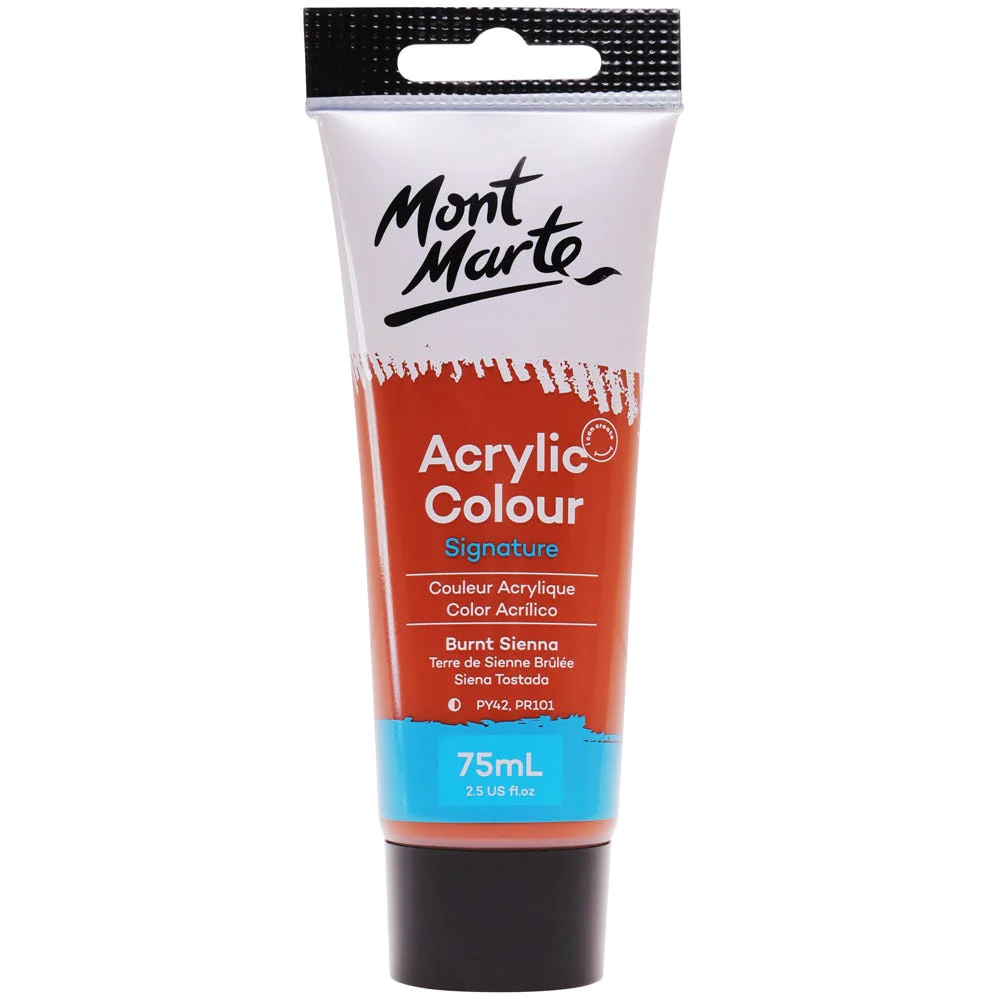 Tubo de Pintura Acrílica Signature 75ml - Color Siena Tostada - Mont Marte - MSCH7514