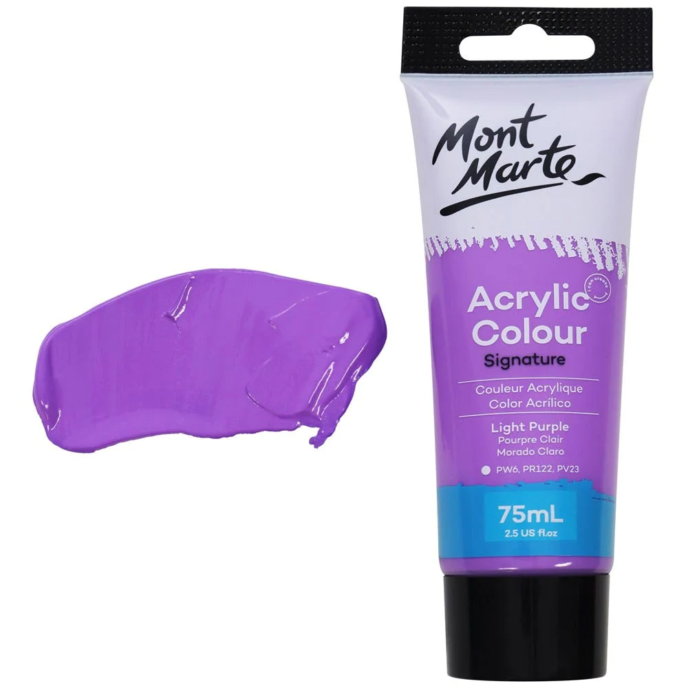 Tubo de Pintura Acrílica Signature 75ml - Color Morado Claro - Mont Marte - MSCH7515