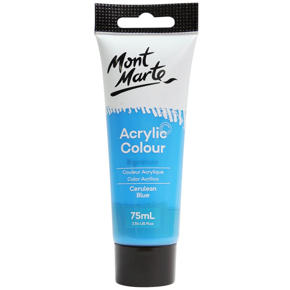 Tubo de Pintura Acrílica Signature 75ml - Color Azul Cerúleo - Mont Marte - MSCH7517