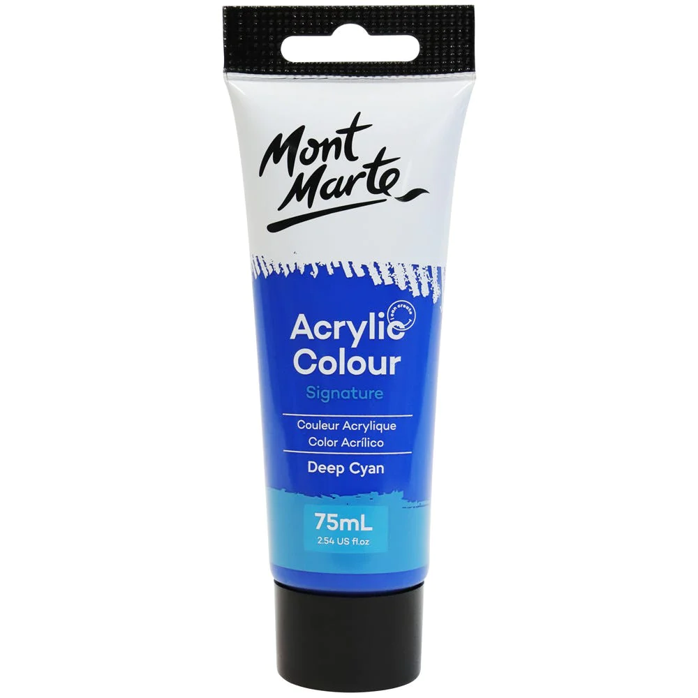 Tubo de Pintura Acrílica Signature 75ml - Color Cian Intenso - Mont Marte - MSCH7518