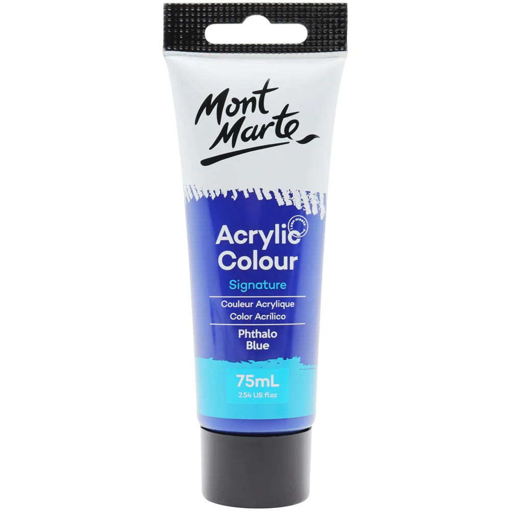 Tubo de Pintura Acrílica Signature 75ml - Color Azul Ftalocianina - Mont Marte - MSCH7520