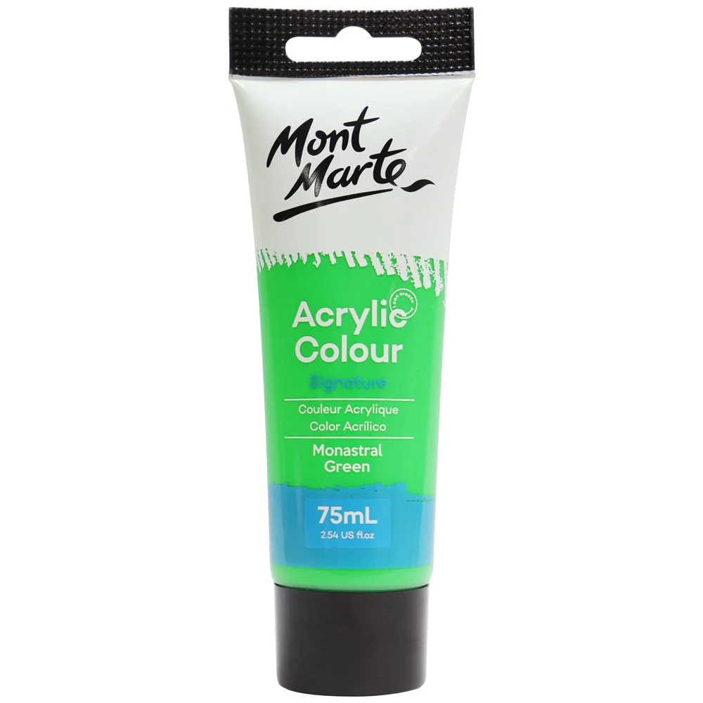 Tubo de Pintura Acrílica Signature 75ml - Color Verde Monastral - Mont Marte - MSCH7521