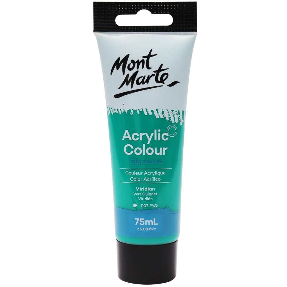 Tubo de Pintura Acrílica Signature 75ml - Color Viridián - Mont Marte - MSCH7525