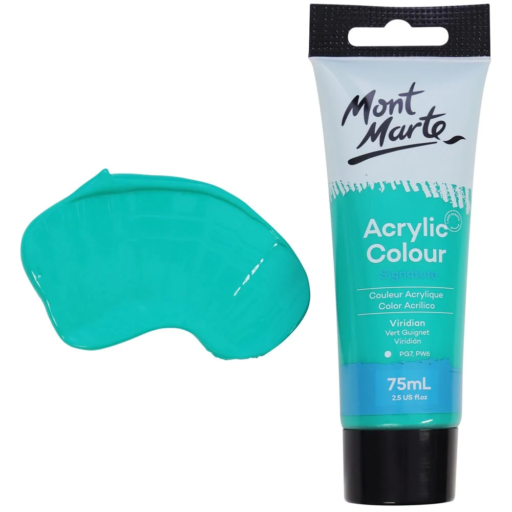 Tubo de Pintura Acrílica Signature 75ml - Color Viridián - Mont Marte - MSCH7525