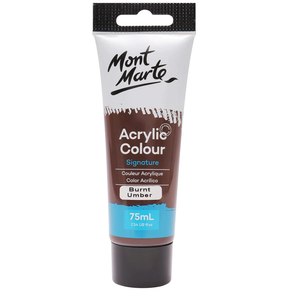 Tubo de Pintura Acrílica Signature 75ml - Color Ocre Oscuro - Mont Marte - MSCH7527