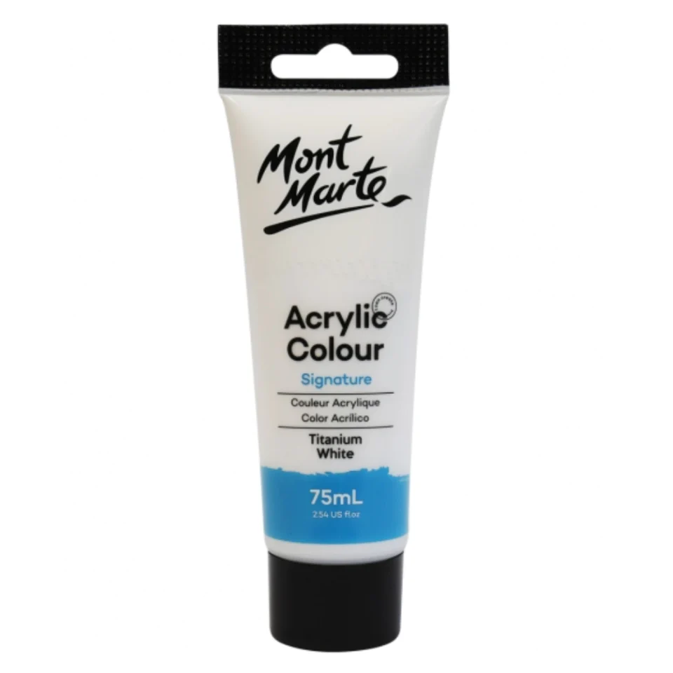Tubo de Pintura Acrílica Signature 75ml - Color Blanco Titanio - Mont Marte - MSCH7501