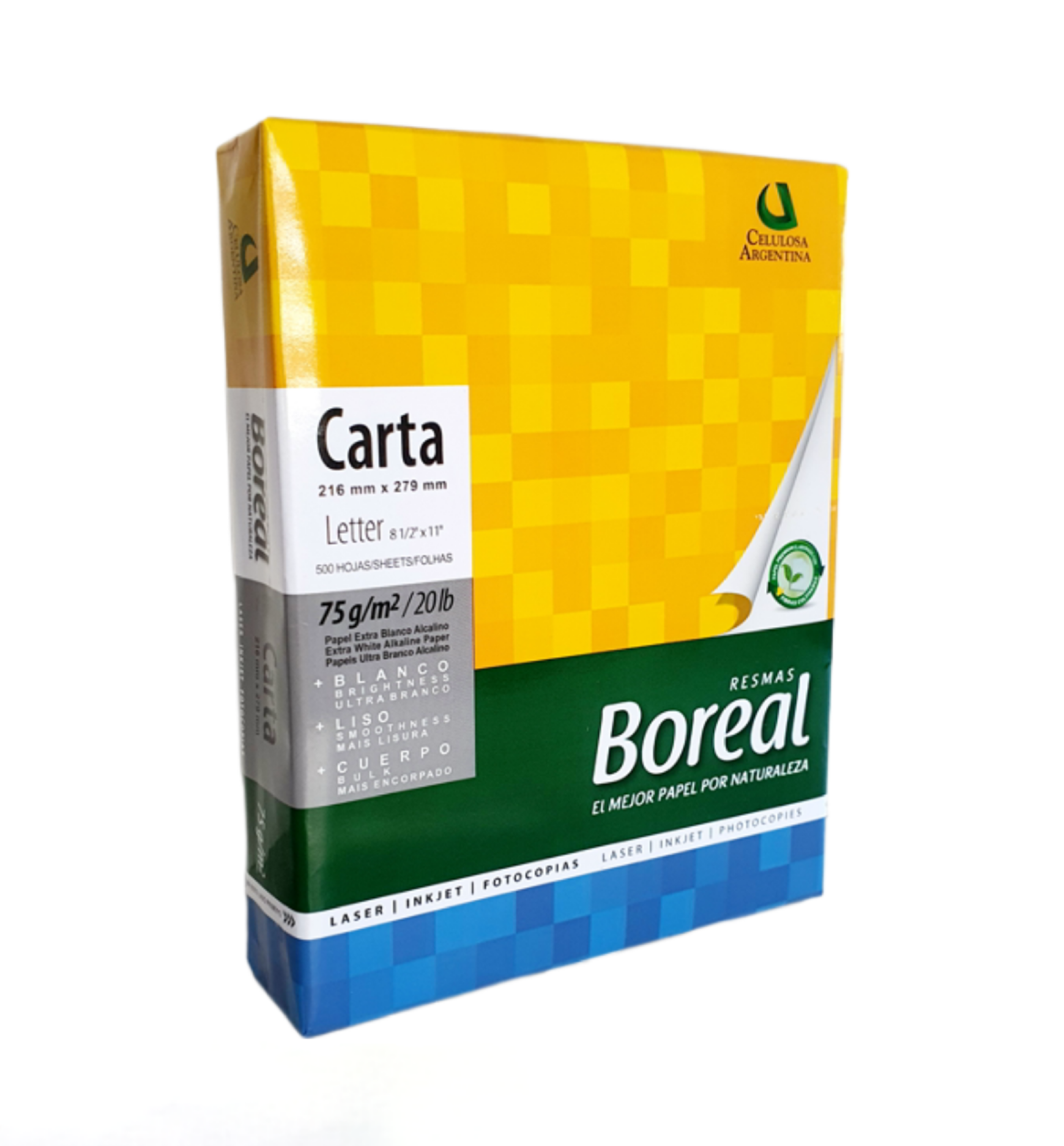 Paquete de 500 Hojas de Papel Bond Tamaño Carta, 75  g/m² - Boreal