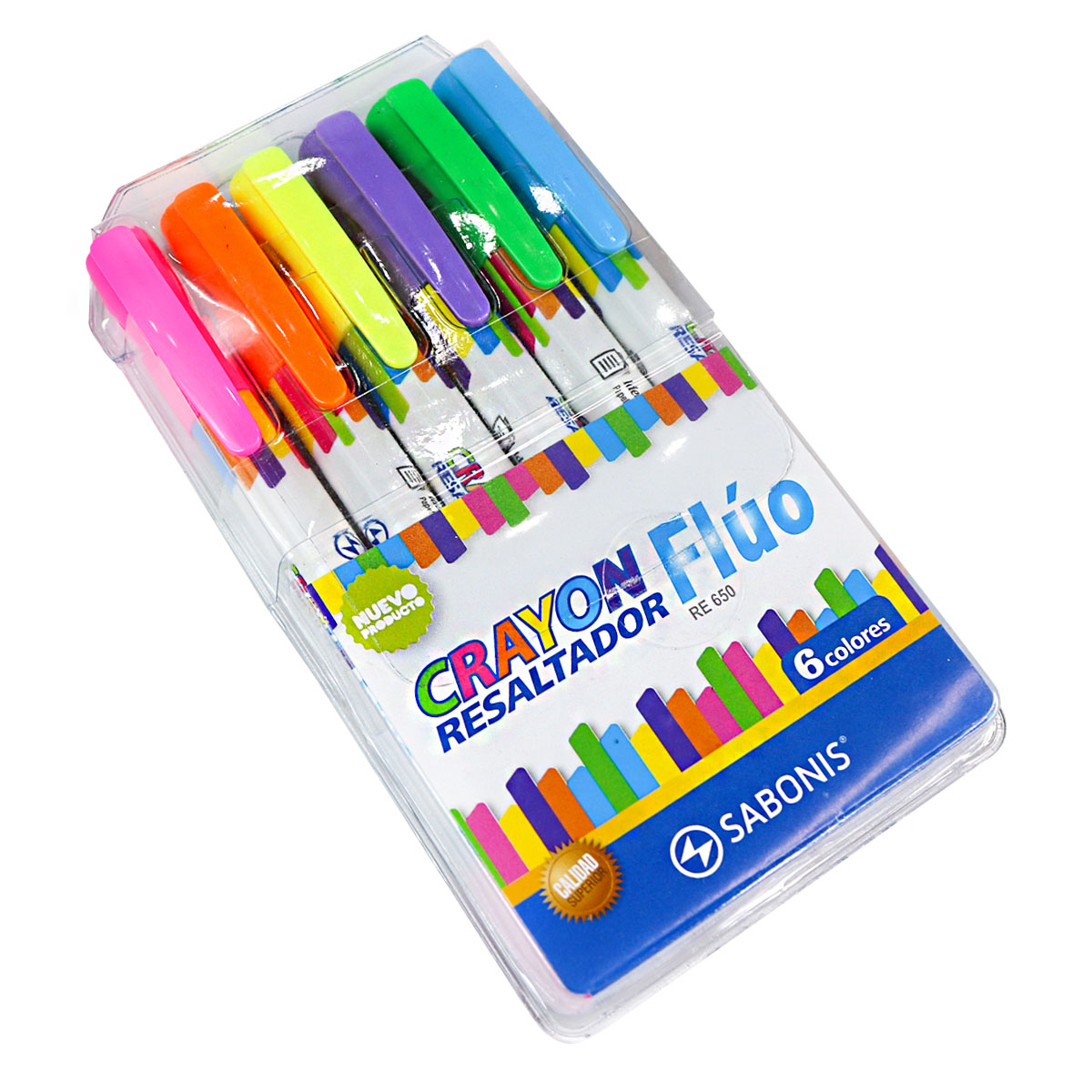 Set de 6 Resaltadores Crayón Flúo - RE650 - SABONIS