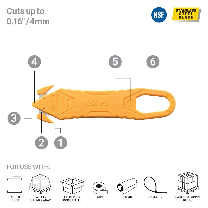 Cuchillo / Cortador de Seguridad de Hoja Oculta Desechable - SK-15/10 - OLFA