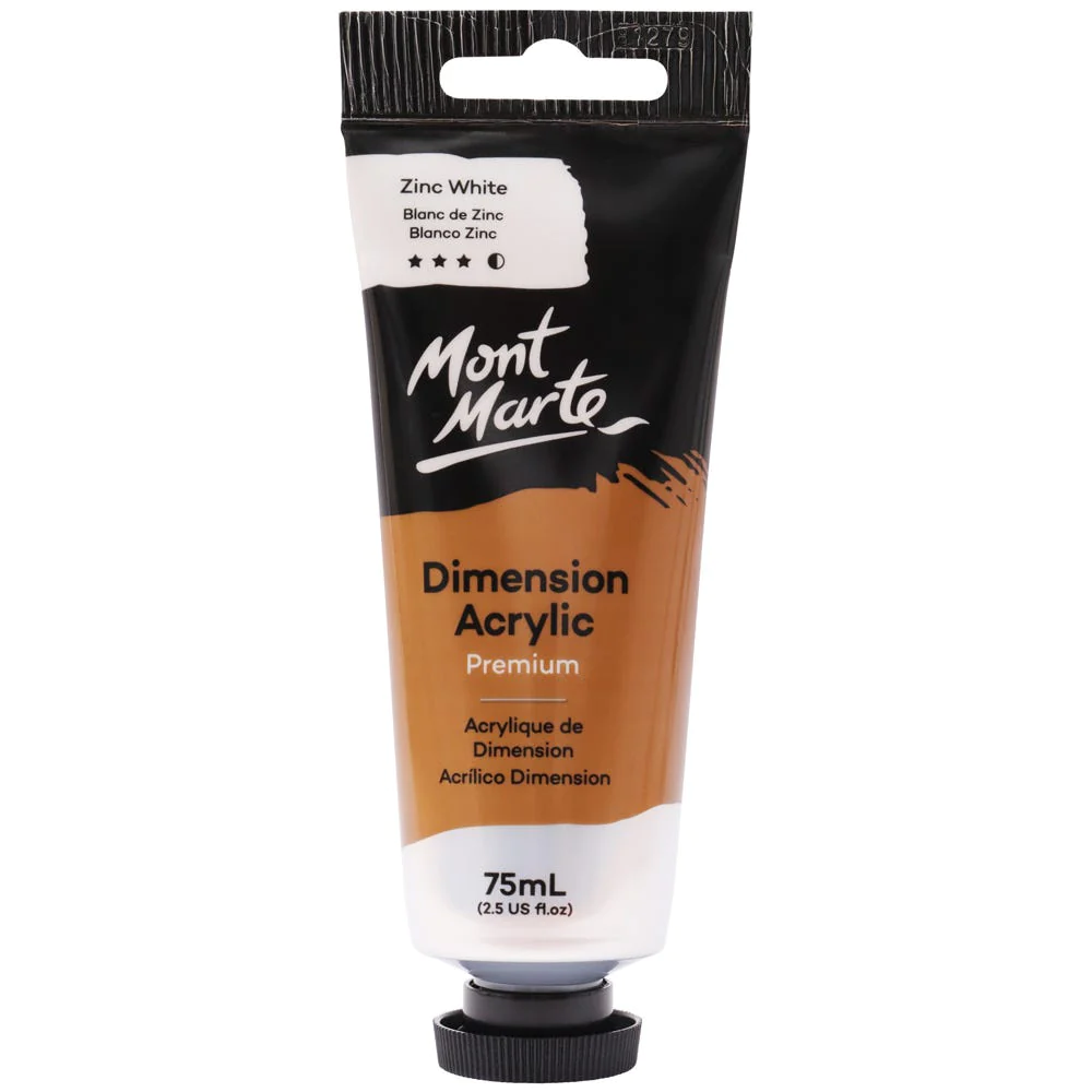 Tubo de Pintura Acrílica Dimension Premium 75ml - Color Blanco Zinc - Mont Marte - PMDA0002
