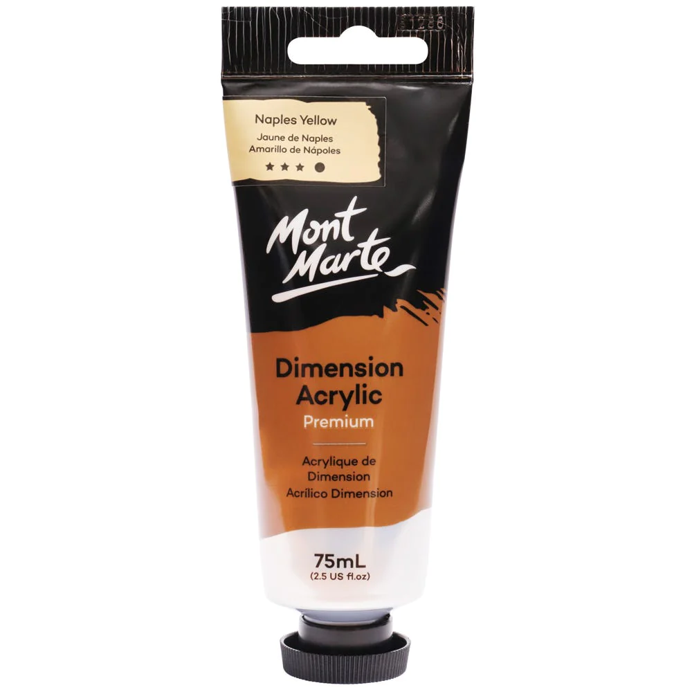 Tubo de Pintura Acrílica Dimension Premium 75ml - Color Amarillo de Nápoles - Mont Marte - PMDA0004