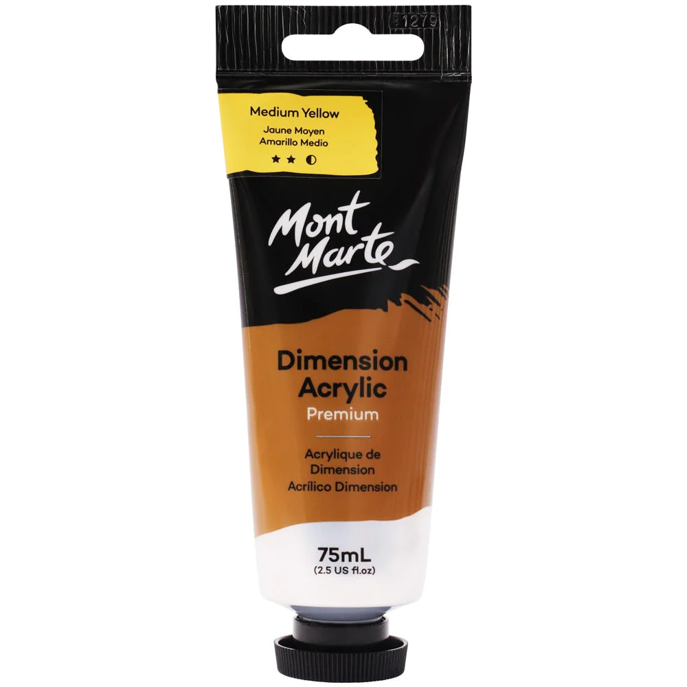 Tubo de Pintura Acrílica Dimension Premium 75ml - Color Amarillo Medio - Mont Marte - PMDA0006