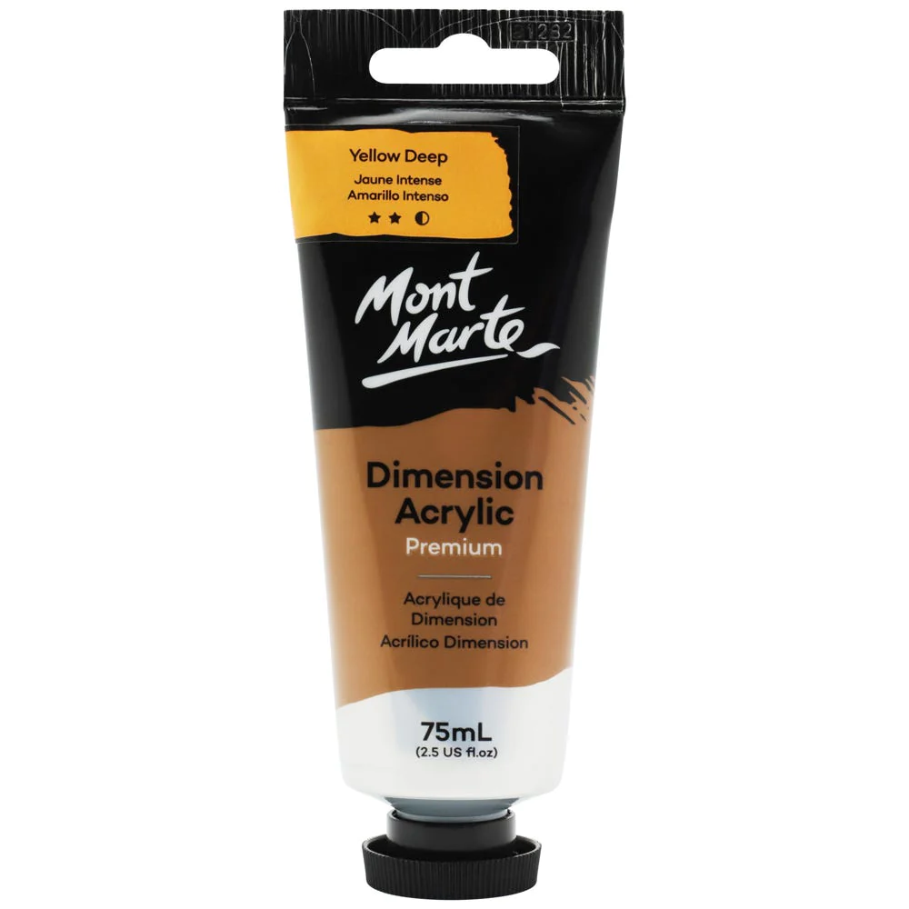 Tubo de Pintura Acrílica Dimension Premium 75ml - Color Amarillo Intenso - Mont Marte - PMDA0018