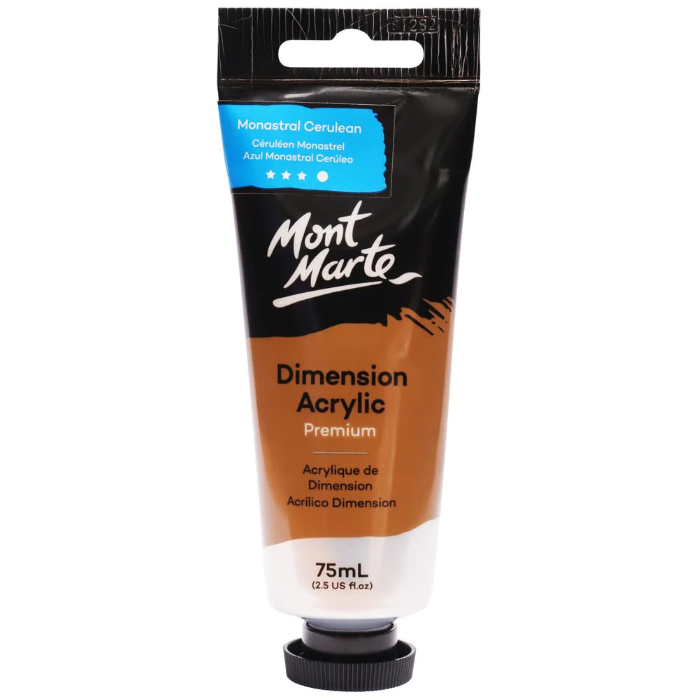 Tubo de Pintura Acrílica Dimension Premium 75ml - Color Azul Monastral Cerúleo - Mont Marte - PMDA0023