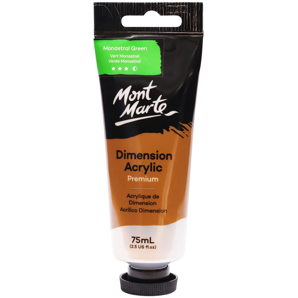 Tubo de Pintura Acrílica Dimension Premium 75ml - Color Verde Monastral - Mont Marte - PMDA0027