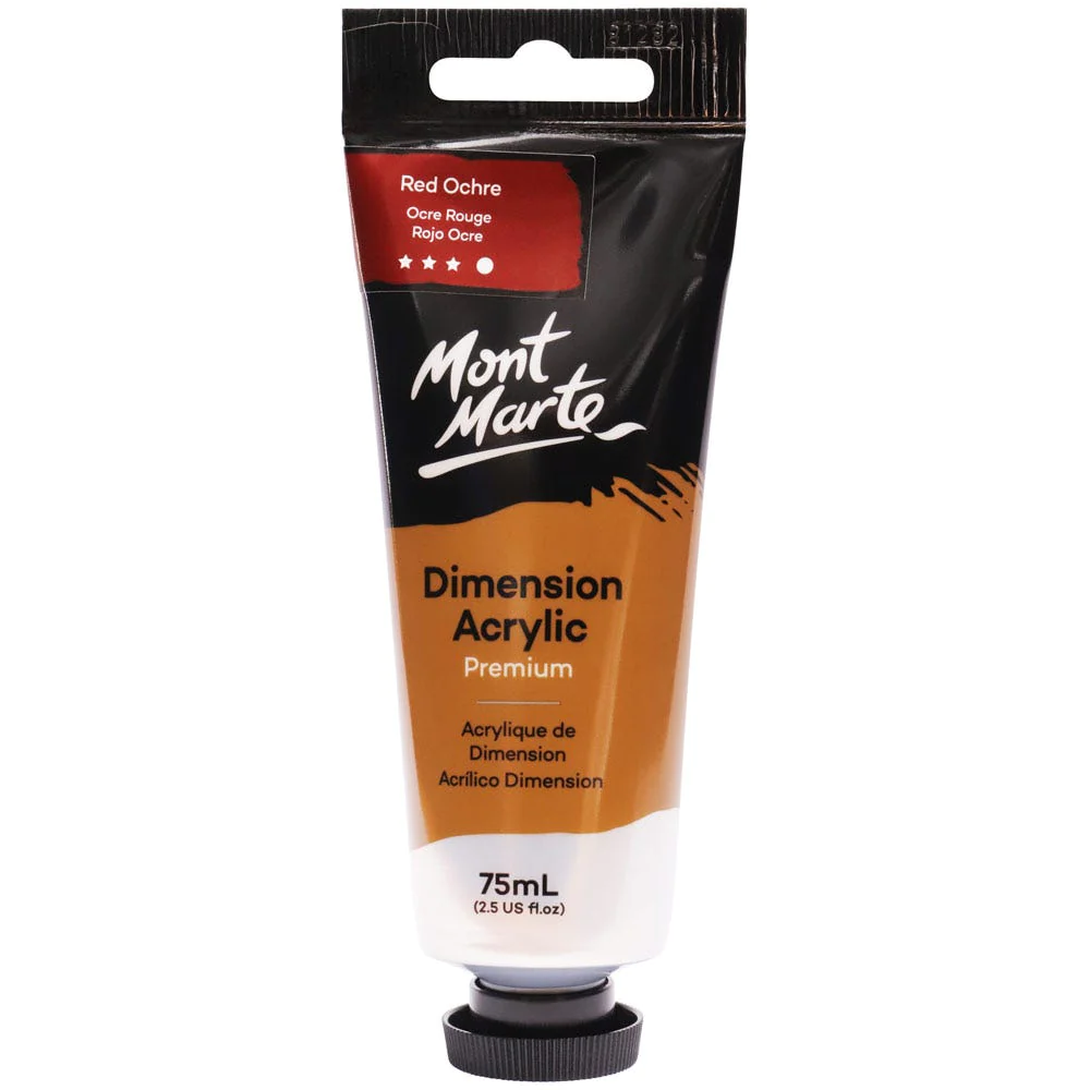 Tubo de Pintura Acrílica Dimension Premium 75ml - Color Rojo Ocre - Mont Marte - PMDA0035