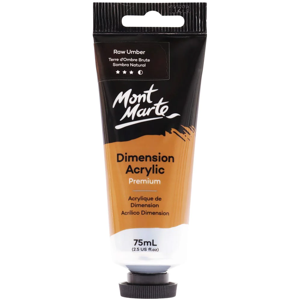 Tubo de Pintura Acrílica Dimension Premium 75ml - Color Sombra Natural - Mont Marte - PMDA0037