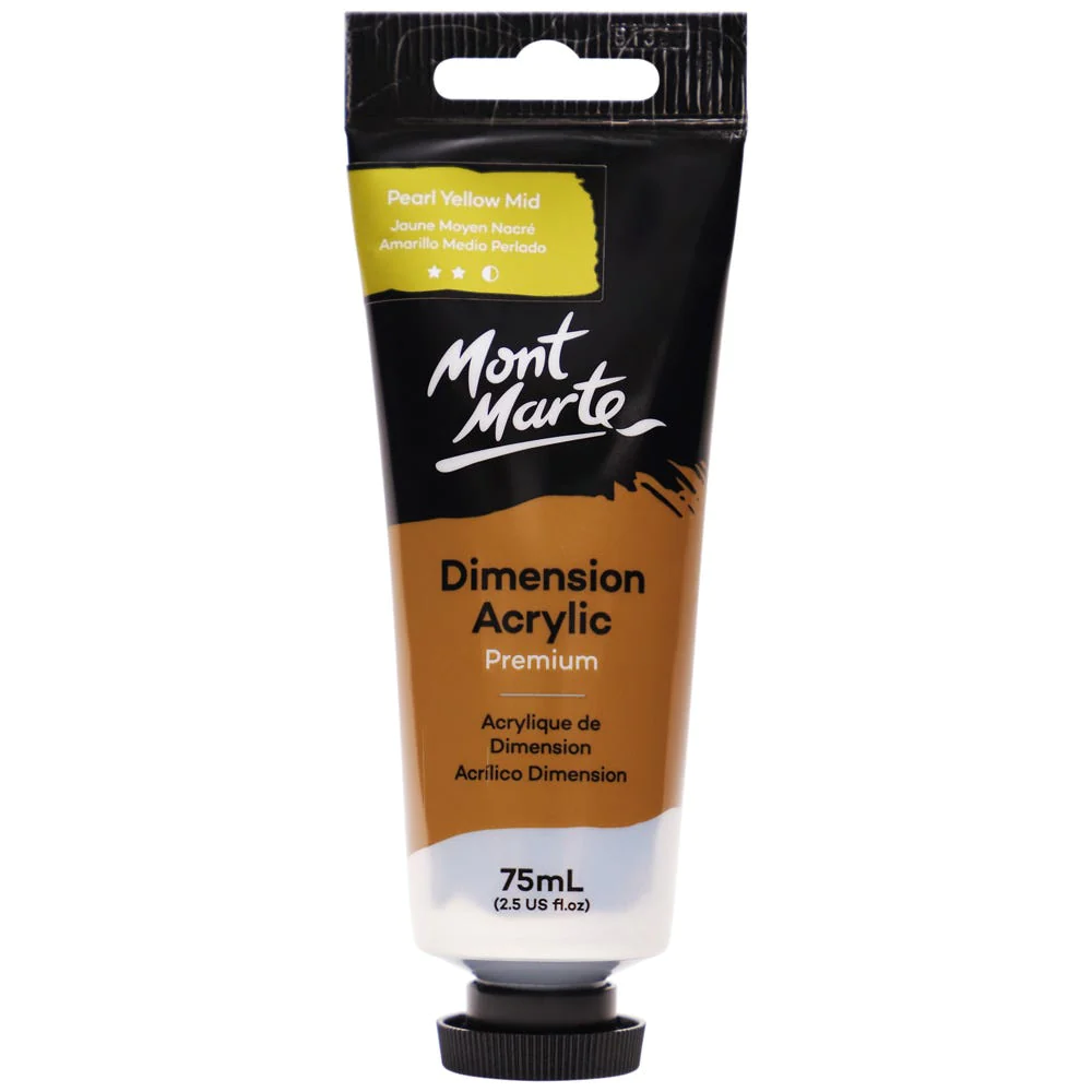 Tubo de Pintura Acrílica Dimension Premium 75ml - Color Amarillo Medio Perlado - Mont Marte - PMDA0045
