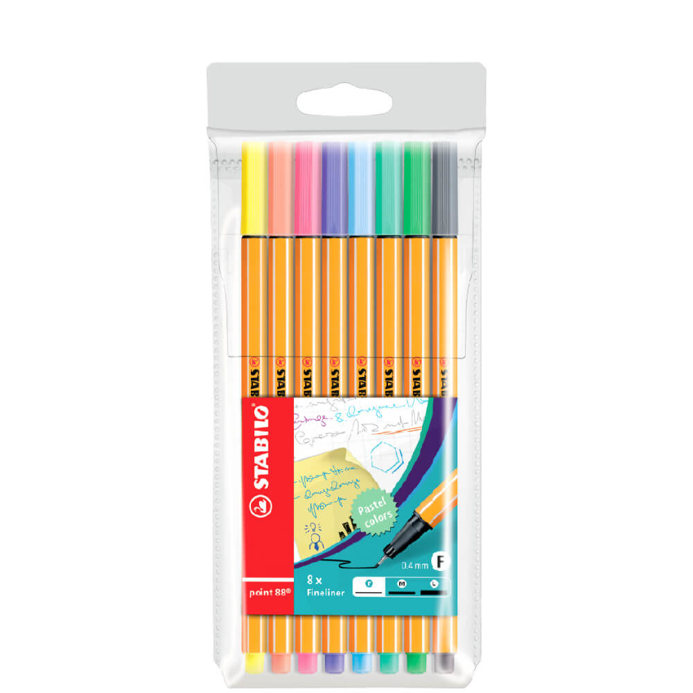 Micropunta Stabilo Point 88 x8 Unidades Colores Pastel con Estuche
