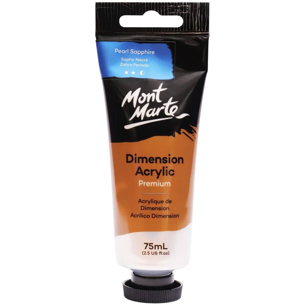 Tubo de Pintura Acrílica Dimension Premium 75ml - Color Zafiro Perlado - Mont Marte - PMDA0048