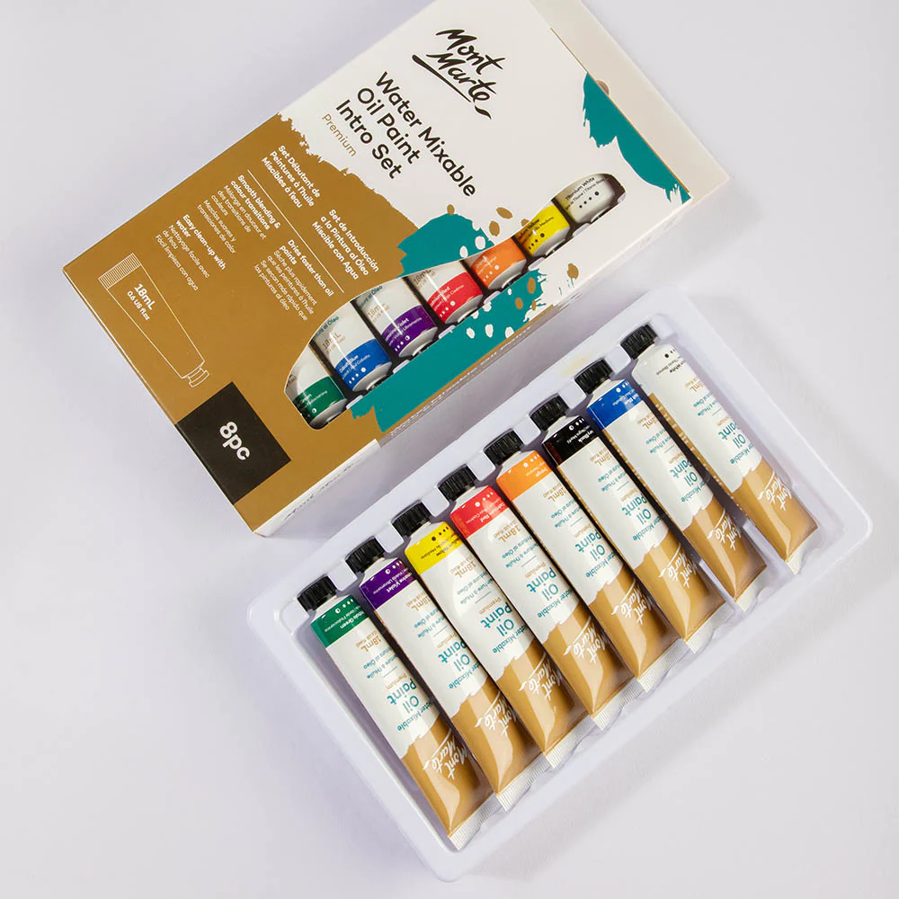 Set de Pintura al Óleo Diluible en Agua, 8 Tubos de 18 ml. - Mont Marte - MPOW8181