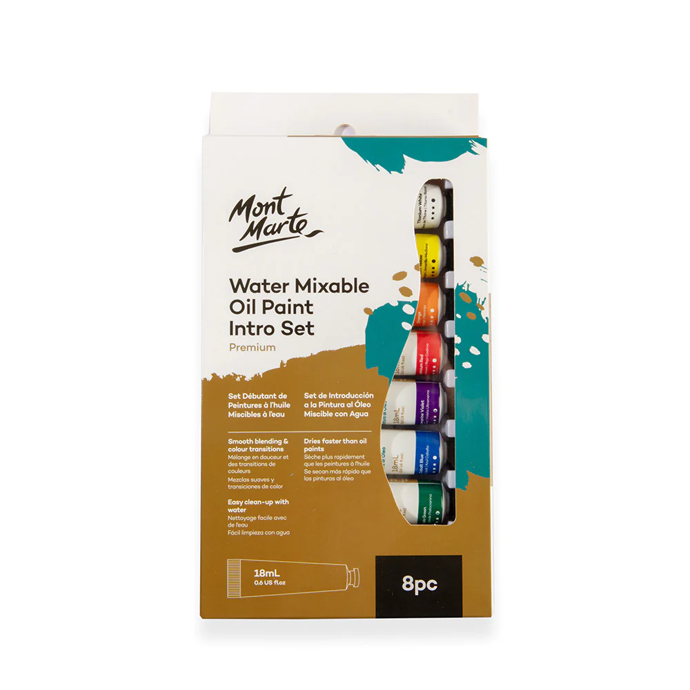 Set de Pintura al Óleo Diluible en Agua, 8 Tubos de 18 ml. - Mont Marte - MPOW8181