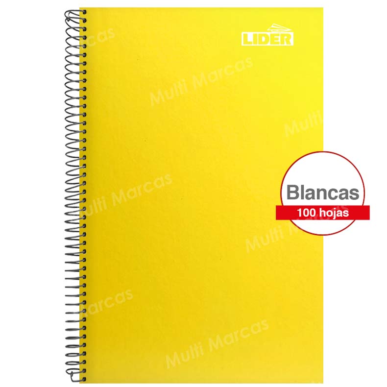 Cuaderno Espiral Tamaño Oficio de 100 Hojas Blancas / Blanco con Margen Rojo - LIDER